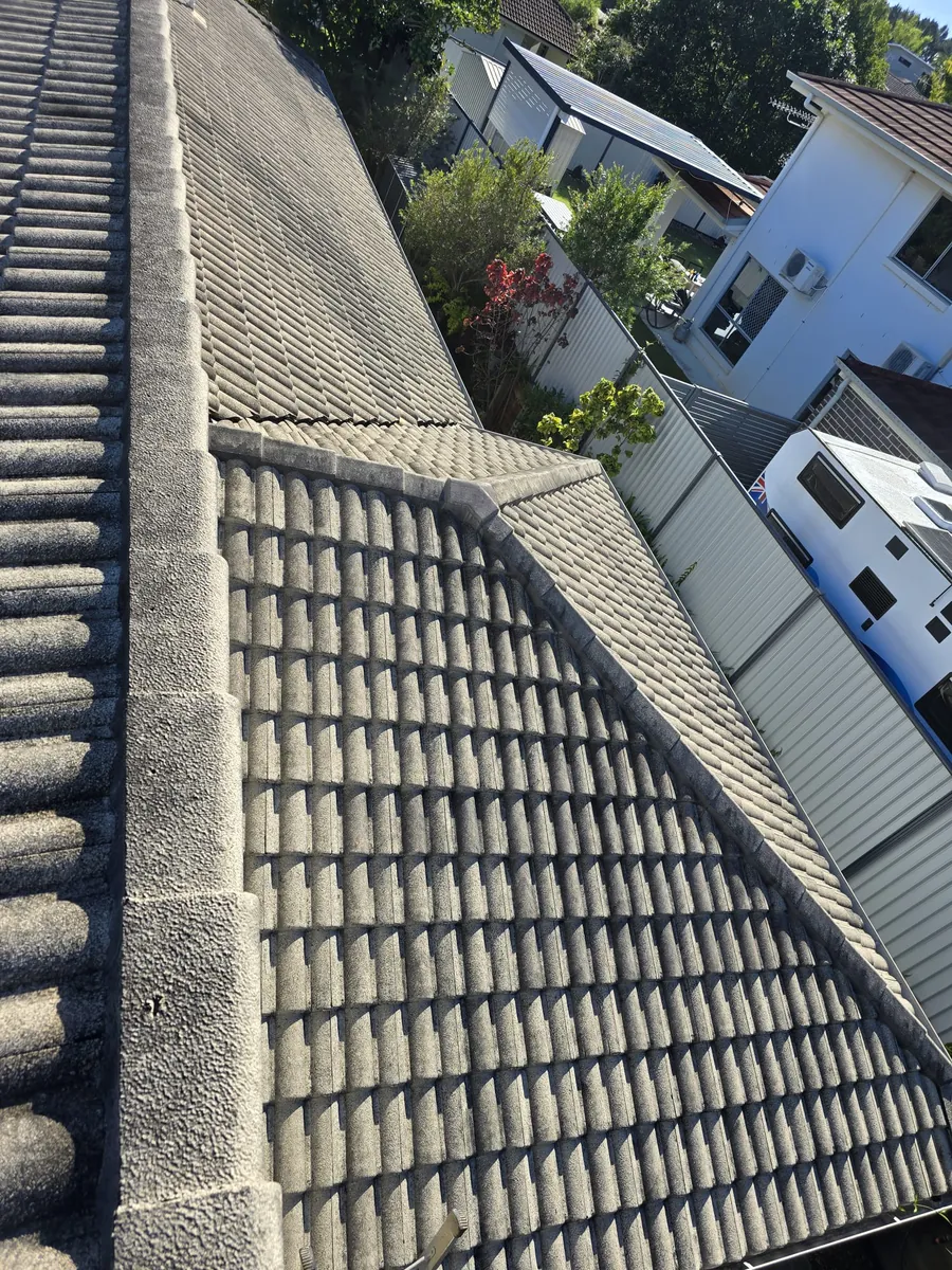 Concrete tile roof before restoration
