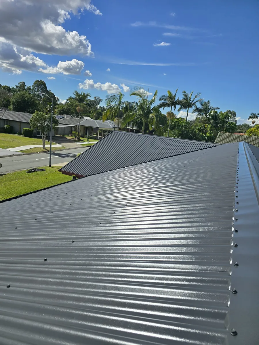 Metal roof after recoating