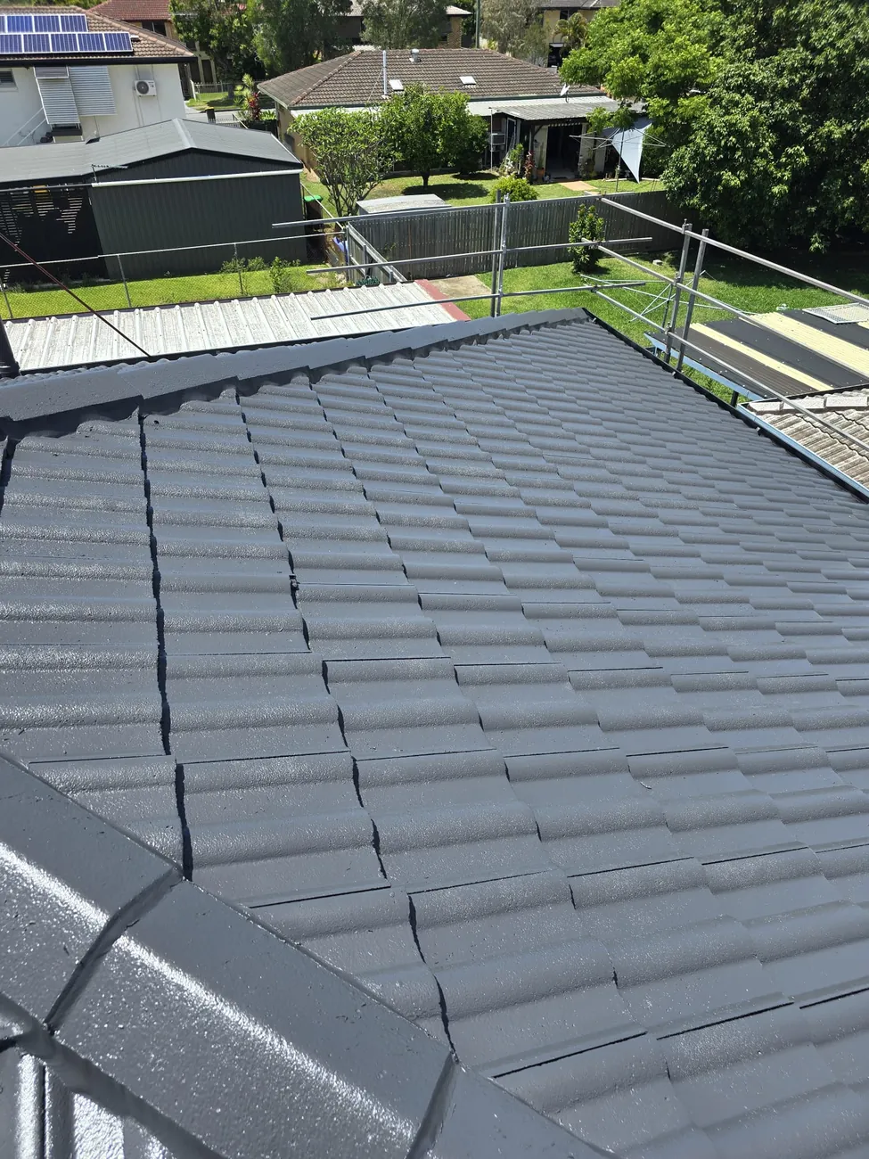 Charcoal restored tile roof